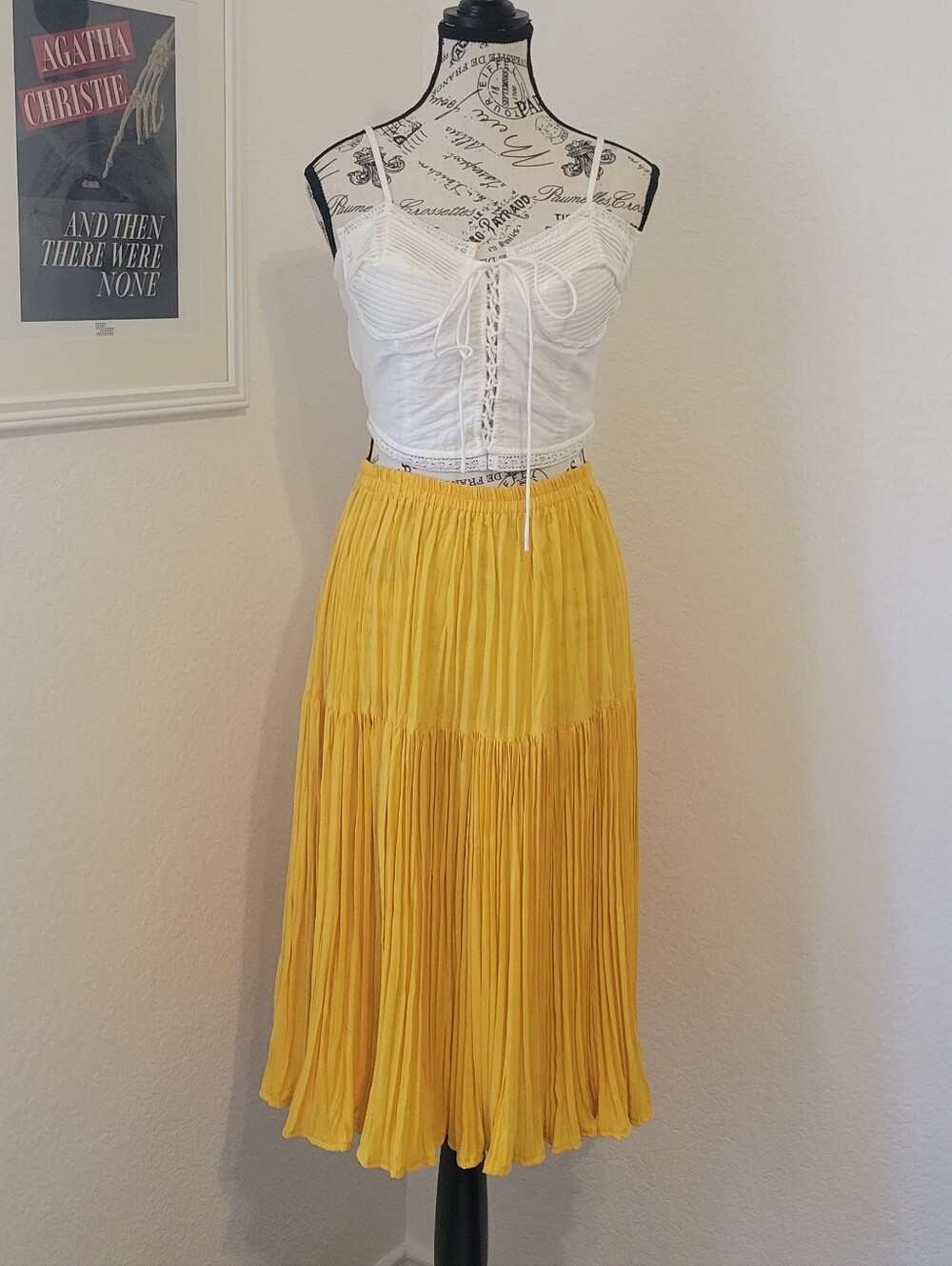 Vintage Howard Wolf Broomstick Skirt Midi Length Canary Yellow 29" Waist USA